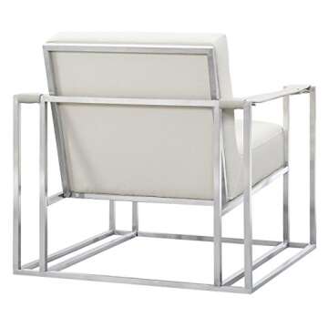 TOV Furniture The Baxter Collection Modern Style Living Room Den Ostrich Print Eco-Leather Upholstered Armchair with Gold Frame, White