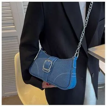 JBB Denim Bag for Women Hobo Purse Leather Canvas Messenger Crossbody small Tote Jean Shoulder Handbags for Ladies LightBlue