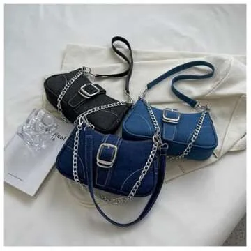 JBB Denim Bag for Women Hobo Purse Leather Canvas Messenger Crossbody small Tote Jean Shoulder Handbags for Ladies LightBlue