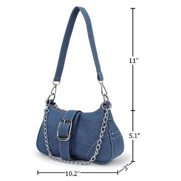 JBB Denim Bag for Women Hobo Purse Leather Canvas Messenger Crossbody small Tote Jean Shoulder Handbags for Ladies LightBlue
