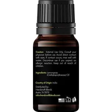Lemongrass Essential Oil - 0.33 Fl Oz - 100% Pure and Natural - Premium Grade Essential Oil for Diffuser and Aromatherapy