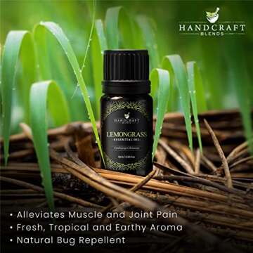 Lemongrass Essential Oil - 0.33 Fl Oz - 100% Pure and Natural - Premium Grade Essential Oil for Diffuser and Aromatherapy