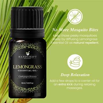 Lemongrass Essential Oil - 0.33 Fl Oz - 100% Pure and Natural - Premium Grade Essential Oil for Diffuser and Aromatherapy