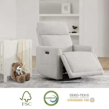 CHITA Electronic Power Recliner Chair Swivel Glider, FSC Certified Modern Nursery Rocking Chair with USB and Type-C Ports, Ivory