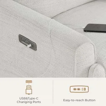 CHITA Electronic Power Recliner Chair Swivel Glider, FSC Certified Modern Nursery Rocking Chair with USB and Type-C Ports, Ivory