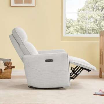 CHITA Electronic Power Recliner Chair Swivel Glider, FSC Certified Modern Nursery Rocking Chair with USB and Type-C Ports, Ivory