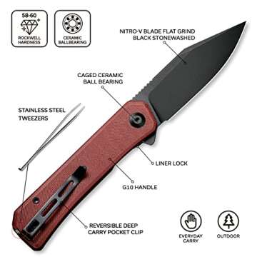 CIVIVI Relic Pocket Knife Nitro-V Blade G10 Handle