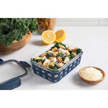 Ello Duraglass Mixed Meal Prep Sets Leak-Proof Glass Food Storage Containers with Silicone Sleeves and Airtight BPA-Free Lids, Dishwasher, Microwave, and Freezer Safe