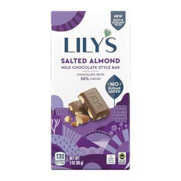 LILY'S Salted Almond Milk Chocolate Style No Sugar Added, Sweets Bar, 3 oz