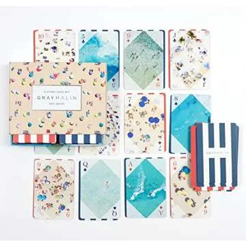 Galison Gray Malin The Beach Playing Card Set from 2 Standard Size Playing Card Decks with Chic Design, Sturdy Exterior Drawer Box, Perfect Addition to Game Night, Unique Gift Idea