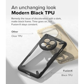 Ringke Fusion-X [Precise Cutouts for Camera Lenses] Compatible with OnePlus 13 Case, Augmented Bumper Clear Hard Back Heavy Duty Shockproof Protective Cover - Black