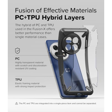 Ringke Fusion-X [Precise Cutouts for Camera Lenses] Compatible with OnePlus 13 Case, Augmented Bumper Clear Hard Back Heavy Duty Shockproof Protective Cover - Black