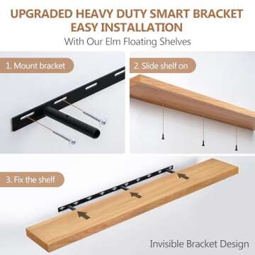 48 Inch Rustic Elm Floating Shelf for Home Decor