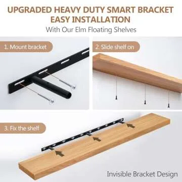 48 Inch Rustic Elm Floating Shelf for Home Decor