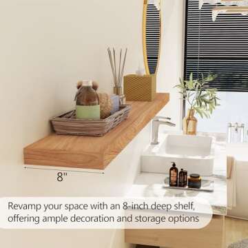 48 Inch Rustic Elm Floating Shelf for Home Decor