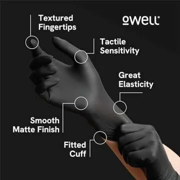 OWELL Black Nitrile Gloves for Safe Food Prep