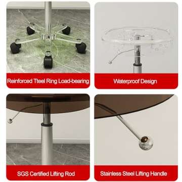 Adjustable Rolling Stool with Wheels for Workspaces