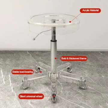 Adjustable Rolling Stool with Wheels for Workspaces