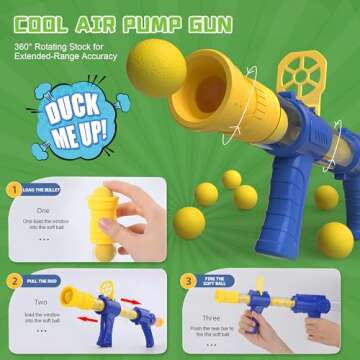 ROHSCE Shooting Toys for Kids 3-5 Years Kids Target Shooting Game, Sound and Spray Effect Duck Toy with 2 Air Guns and 24 Foam Balls, Target Practice Toys Gift for Boys and Girls