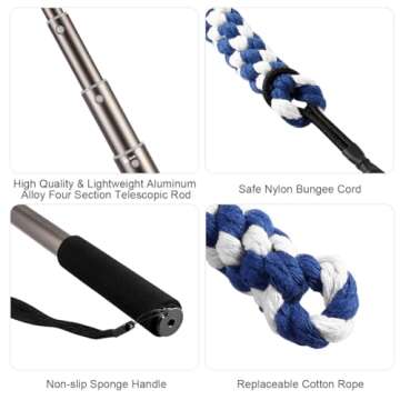 POPETPOP Flirt Pole for Dogs Interactive Dog Toys - Extendable Teaser Wand Outside Interactive Fun Toys with 2 Rope Chew Play Toys for Training Exercise (Size L)