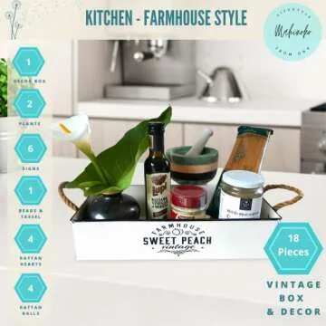 Toilet Tank Tray Plus with Tiered Decor Items for Home