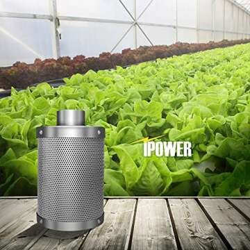 iPower 4 Inch Air Carbon Filter Indoor Plants Grow Tent Odor Control Scrubber with Australia Activated C for Inline Fan, Prefilter Included, Silver