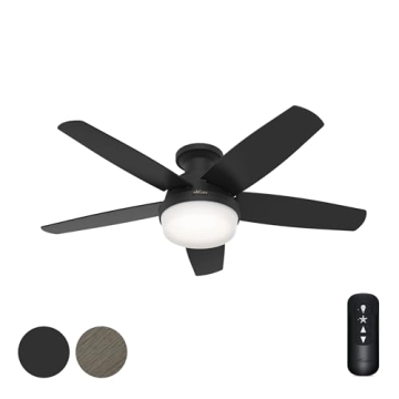 Hunter Fan 48 Inch Black Ceiling Fan with LED Light Kit & Remote