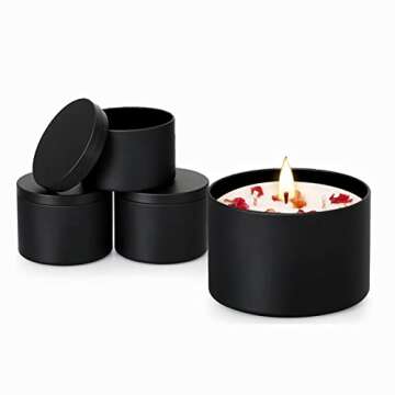 sonviitins 24 Pieces 8 oz Black Candle Tins,8oz Candle Jars Candle Containers with Lids, Candle tin ...