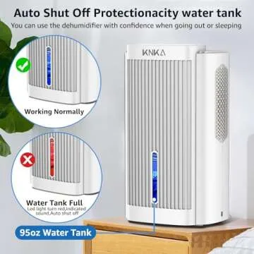 Dehumidifier,95 OZ Water Tank, 1000 sq. ft, Quiet Dehumidifier for Basement, Bathroom, RV, Closet, Bedroom with Auto Shut Off, Sleep Mode,7 Colors LED Light, Dehumidifiers for Home,White