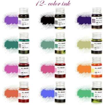 Handmade Glass Dip Pen Ink Set with Colorful Inks