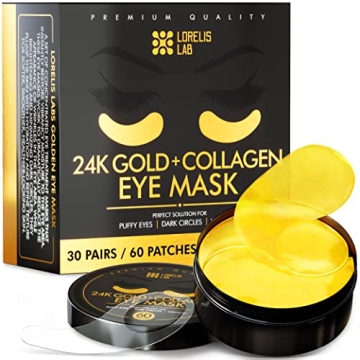 24k Gold Eye Masks for Puffy Eyes and Dark Circles - Anti-Aging, Moisturizing Effect - Under Eye Pat...
