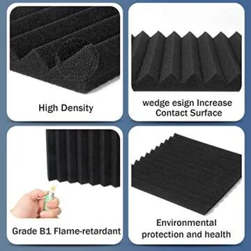 50 Pack Premium Acoustic Foam Panels for Soundproofing