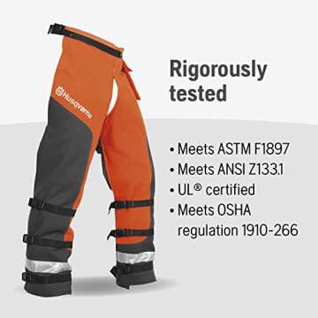 Husqvarna Chainsaw Safety Chaps - Adjustable & Certified Protection