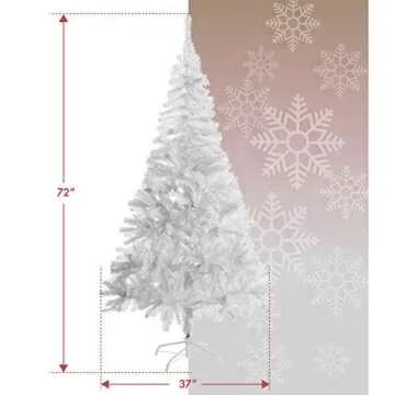 Amazing Seasons 6 Ft. White Christmas Tree | Snow White Branches with Sturdy Metal Base | Unlit Artifical White Pine (AU-IT6-600-WHT)