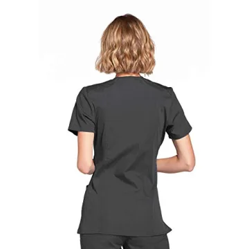 Cherokee Women's Medical Scrubs Mock Wrap Top in Pewter