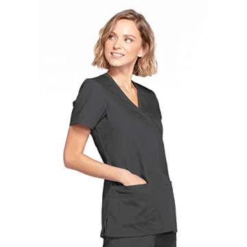 Cherokee Women's Medical Scrubs Mock Wrap Top in Pewter