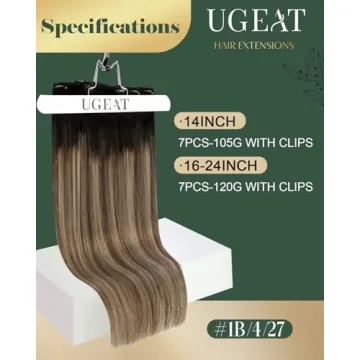 Ugeat Real Hair Clip In Extensions Natural Black to Brown
