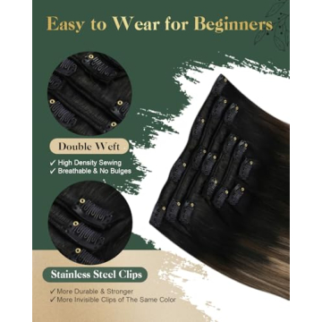 Ugeat Real Hair Clip In Extensions Natural Black to Brown