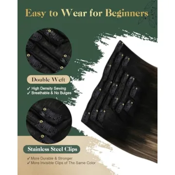 Ugeat Real Hair Clip In Extensions Natural Black to Brown