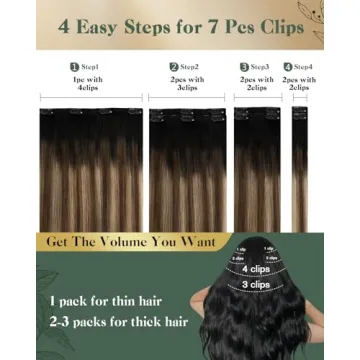 Ugeat Real Hair Clip In Extensions Natural Black to Brown