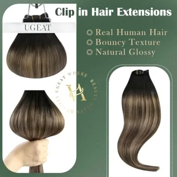 Ugeat Real Hair Clip In Extensions Natural Black to Brown