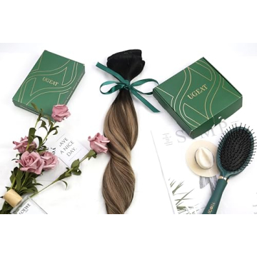 Ugeat Real Hair Clip In Extensions Natural Black to Brown