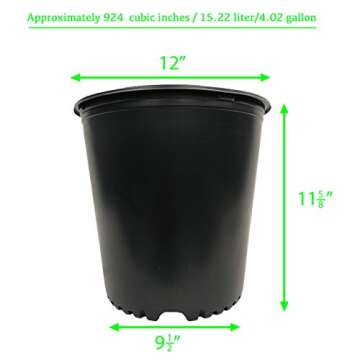 Viagrow VHPP500-10 VHPP Nursery Pots, 5 Gallon, Black