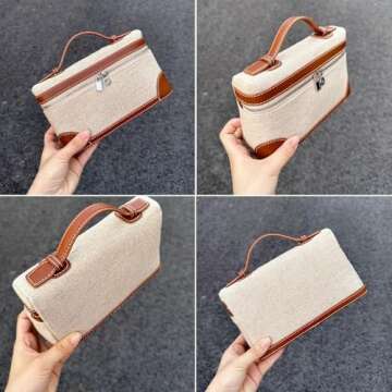 Crossbody Bag for Women canvas Pouch Top-Handle Leather Bag Designer Shoulder Handbag Luxury Trendy Purse (canvas brown)