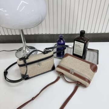 Crossbody Bag for Women canvas Pouch Top-Handle Leather Bag Designer Shoulder Handbag Luxury Trendy Purse (canvas brown)