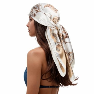 RIIQIICHY Women's Silk-Like Scarf - Stylish & Versatile 35" Hair Accessory