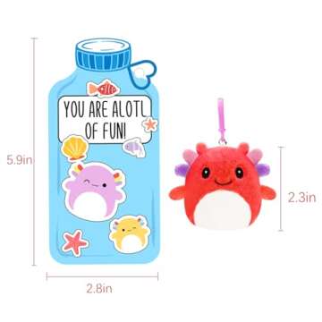 ORIENTAL CHERRY Valentines Day Gifts for Kids - 24 Pack Axolotl Plush Toys Keychains with Valentine Gifts Cards for Boys Girls Toddlers Friends Classroom School Exchange Party Favors