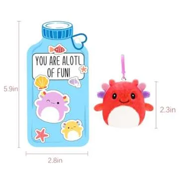 ORIENTAL CHERRY Valentines Day Gifts for Kids - 24 Pack Axolotl Plush Toys Keychains with Valentine Gifts Cards for Boys Girls Toddlers Friends Classroom School Exchange Party Favors