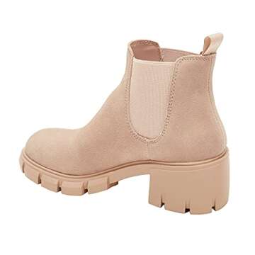 gihubafuil Women’s Chelsea Boots Fashion Platform Chunky Block Heels Slip On Combat Ankle Booties