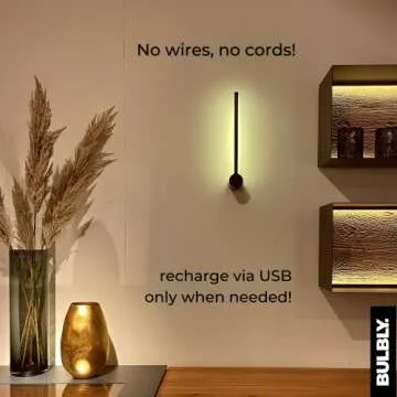 Bulbly Minimalist Modern Cordless Rechargeable Dimmable Lamp LED Lamp for Bedroom Decor, Living Room Decor, Bathroom Decor, Home Decor, Wall Decor (Wall Sconces) (Two Pack Black Color)